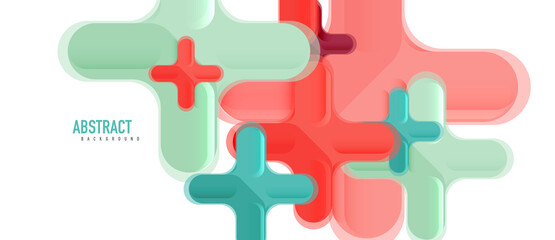 Obraz premium Glossy multicolored plastic style cross composition, x shape design, techno geometric modern abstract background. Trendy abstract layout template