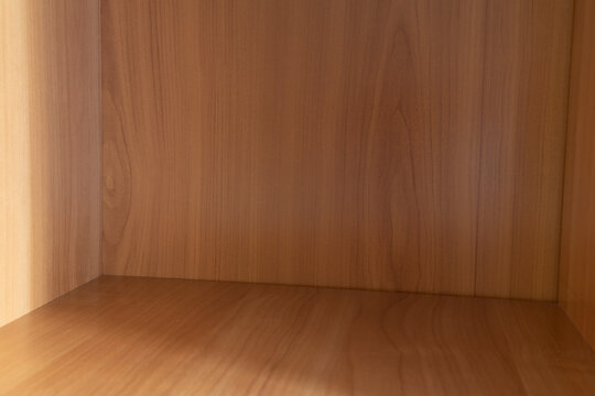 wooden shelf soft focus cupboard empty cell