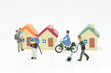 Fototapeta premium Selective focus miniature people life style in community concept, man son sport.