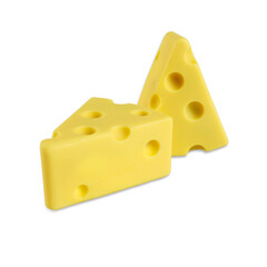 Piece of cheese isolated on white background. with clipping paths.