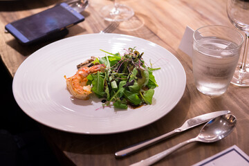 shrimp rocket salad with balsamic dressing