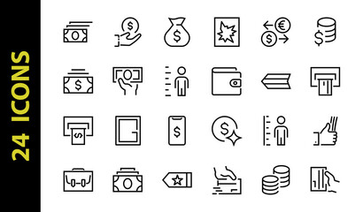 BUSINESS and FINANCE Thin Line Icon Set, contains icons such as Coins, Currency Exchange, Card Payment, Terminal and much more, Editable Line, Vector Illustration