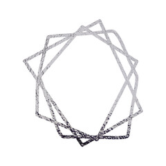 Geometric square hand drawn silver frames. Textural digital art. Print for greeting card, poster, banner, invitation, wedding, beauty, web design, post, wrapping paper.