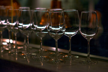 Row of wine on counter bar