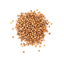 coriander seeds on white background