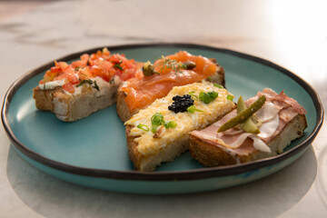 Various of dressing toast