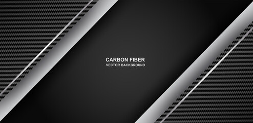 Abstract. Carbon fiber background. black Carbon fiber and silver overlap background. light and shadow. Vector.