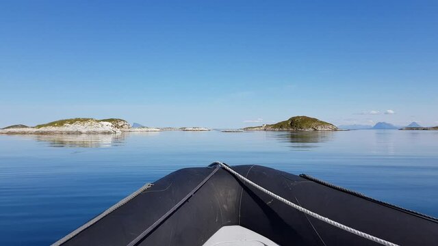 calm silent sea and small islands outside the island of Heroy, Nordland