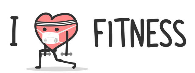 Cartoon heart character doing fitness. To see the other vector heart character illustrations , please check Cartoon Heart Characters collection.