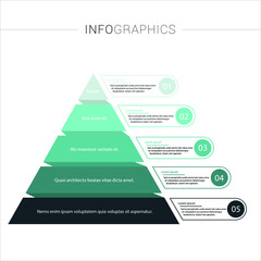Pyramid Infographics. Funnel Pyramid with 5 charts