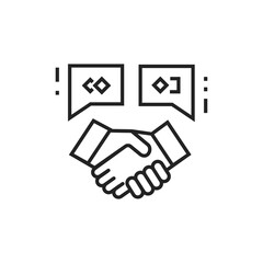 Co- branding black line icon. Collaboration. Pictogram for web page, mobile app, promo. UI UX GUI design element. Editable stroke.