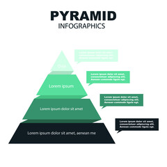 Pyramid Infographics. Funnel Pyramid with 5 charts