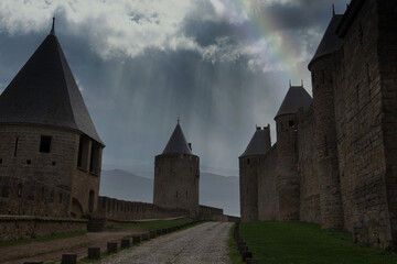 Fototapeta premium Gewitter über Carcassonne in Frankreich