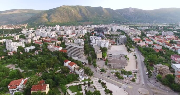 An aerial view shows the city of Mostar, Bosnia.