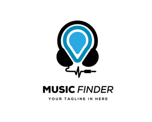 headphone voice pin point location listen logo design inspiration