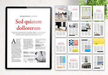 Digital Magazine Layout with Red Accents