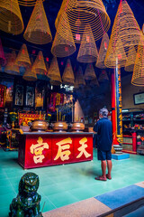Spiral Incense at Thien Hau Temple (Hoi quan Quang Trieu pagoda) - One of Vietnamese Chinese temple at Ho Chi Minh City (Saigon), Vietnam