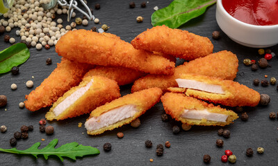 Meat nuggets with sauce and spices
