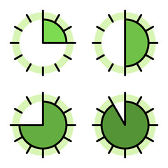set of stop watches on a white background