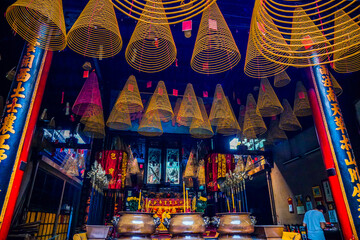 Spiral Incense at Thien Hau Temple (Hoi quan Quang Trieu pagoda) - One of Vietnamese Chinese temple at Ho Chi Minh City (Saigon), Vietnam