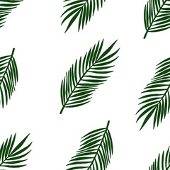 Tropical seamless pattern with palm leaves. Hand drawn summer illustration for cards, posters, textile, clothes and other design.