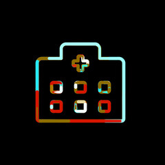 Symbol hospital from multi-colored circles and stripes. Red, brown, blue, white