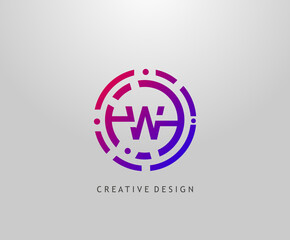 Abstract W Letter Logo. Modern Circle Network Technology Logo Design