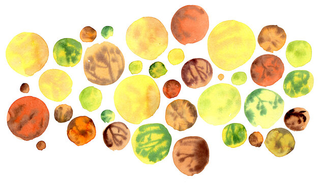 C&iacute;rculos pintados en acuarela con distintas tramas