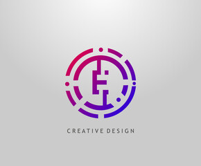 Abstract E Letter Logo. Modern Circle Network Technology Logo Design