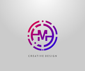 Abstract M Letter Logo. Modern Circle Network Technology Logo Design