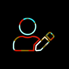Symbol user edit from multi-colored circles and stripes. Red, brown, blue, white