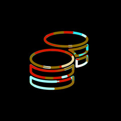 Symbol coins from multi-colored circles and stripes. Red, brown, blue, white