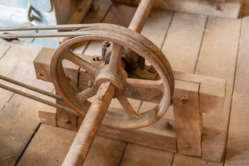 sheave and belt Rusted (Rice milling machine) In the ancient rice mill