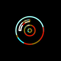 Symbol compact disc from multi-colored circles and stripes. Red, brown, blue, white