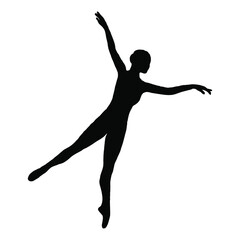 Fototapeta na wymiar Black silhouette of a ballerina. Hand-drawn vector illustration on white background.
