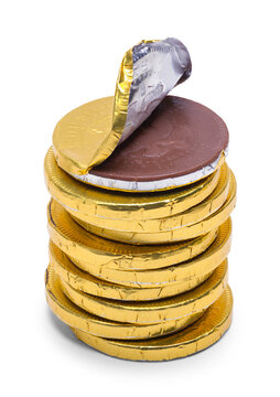 Open Gold Chocolate Coin Stack