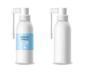 Inhaler container vector realistic. Advertise empty bottles Medicine 3d detailed illustrations