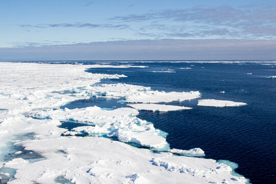 Sea ice in the Arctic north of Svalbard