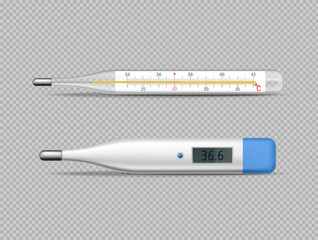 Thermometer classic package and digital Vector realistic