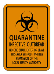 Warning Quarantine Infective Outbreak Sign Isolate on transparent Background,Vector Illustration