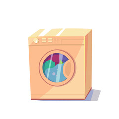 beautiful washing machine with washable clothes vector illustration