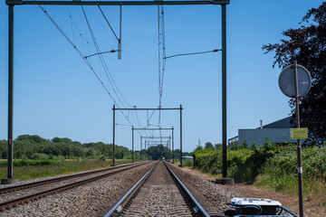 Empty railroad track in the Netherlands