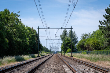 Empty railroad track in the Netherlands