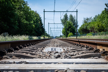 Empty railroad track in the Netherlands