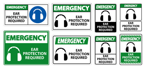 Emergency Ear Protection Required Symbol Sign Isolate on transparent Background,Vector Illustration