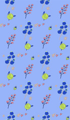 Image without seams. Beautiful pattern on a summer theme. Pattern consisting of  plants and  flowerbed. Background image.
