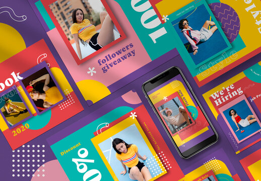90's Fashion Social Media Layout Pack