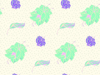 Image without seams. Beautiful pattern on a summer theme. Pattern consisting of  plants and  flowerbed. Background image.
