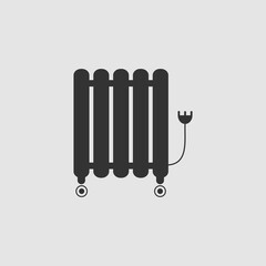 Oil filled radiator heater icon flat.