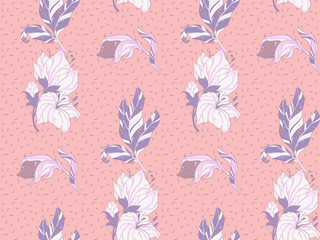 Image without seams. Beautiful pattern on a summer theme. Pattern consisting of  plants and  flowerbed. Background image.
